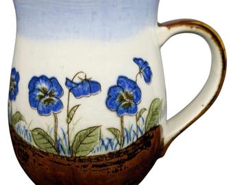 Blue Pansies Tankard Mug Otagiri