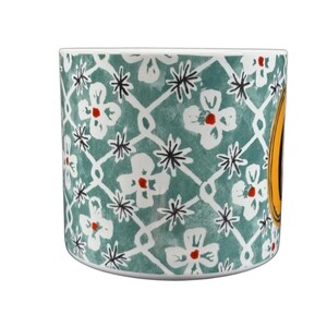 Anthropologie Alexandre Dumas G monogram initial mug teal floral lattice ceramic coffee cup