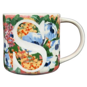 Dawn Letter "S" Monogram Initial Floral Mug Anthropologie image 1