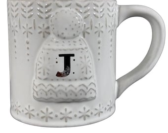 Snowcap Reactive-Glazed Letter "J" Monogram Mug Anthropologie