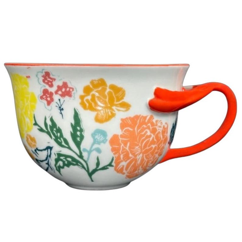 Arboretum Floral Orange Dragonfly Handle Mug Anthropologie image 1