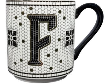 Margot Tiled Letter "F" Monogram Initial Mug Anthropologie