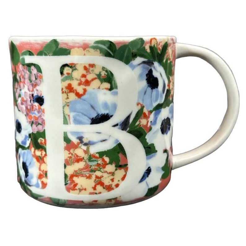 Dawn Letter "B" Monogram Initial Floral Mug Anthropologie image 1