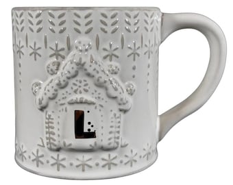 Snowcap Reactive-Glazed Letter "L" Monogram Mug Anthropologie