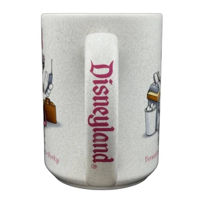 Disneyland Minnie Mouse VIP vintage mug featuring iconic characters and festive design