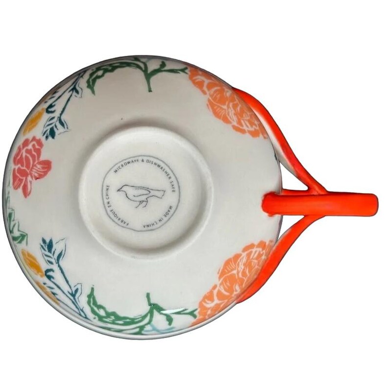 Arboretum Floral Orange Dragonfly Handle Mug Anthropologie image 6