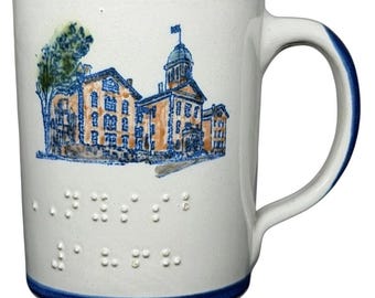 NYSSB 1868 Embossed Braille Mug Louisville Stoneware