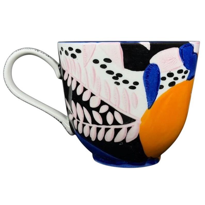 Colorful Cassie Byrnes Anthropologie Mug with Unique Floral Design Perfect for Coffee or Tea