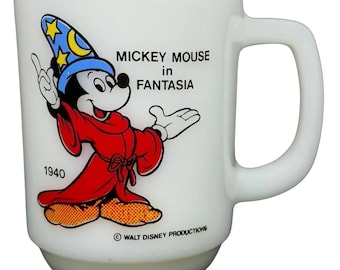 Tasse en verre de lait Mickey Mouse dans Fantasia 1940, série collector Pepsi, Disney