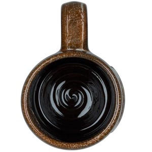 Ronald Reagan Rancho Del Cielo vintage Deneen mug featuring a rich brown ceramic finish and classic design