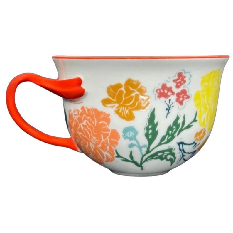 Arboretum Floral Orange Dragonfly Handle Mug Anthropologie image 3