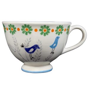 Biscuit Birds And Flowers Pedestal Mug Anthropologie image 1