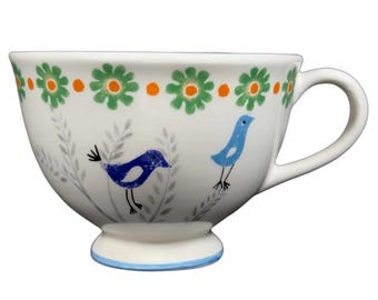 Taza con pedestal de galletas, pájaros y flores de Anthropologie