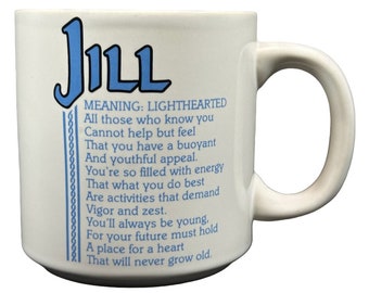 Jill Poetry Nombre Taza Interior Azul Papel