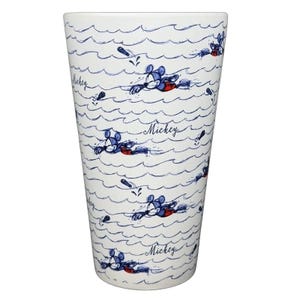 Mickey Mouse Swimming Mug Disney featuring playful designs of Mickey in water with waves