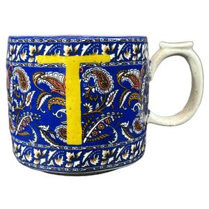Blockprint Letter "T" Monogram Initial Floral Mug Anthropologie image 1