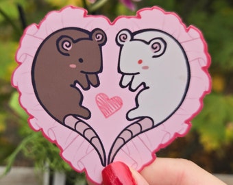Rat Lace Heart | Cute Glossy Waterproof Sticker