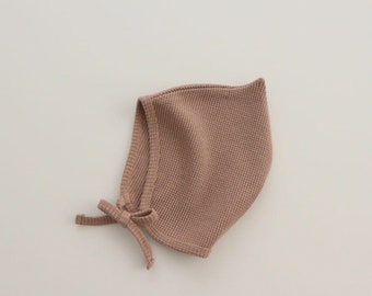 Waffle Pointed Baby Bonnet (7 Colours)