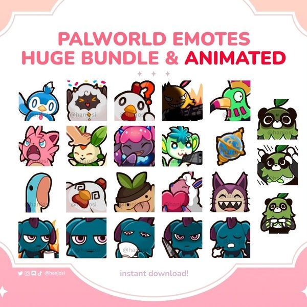 PALWORLD ALL PALS Emote bundle Animated Set - cute emotes, discord emotes, streaming emote, stream emote, cute emote bundle, discord