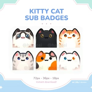 Custom Cute Cat Twitch Sub Badges, Custom Cat-themed Twitch Subscription Badges, Streamer Graphics - Perfect Digital Download for Cat Lovers