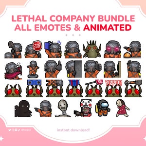 Lethal Company ANIMATED ALL EMOTES - Discord, Twitch, Streaming, Lethal company emotes, gaming, cute, animated, yippee bug, bracken