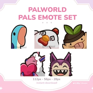 PALWORLD EMOTES Set 3/3 - cute emotes, discord emotes, streaming emote, Chikipi, Gumoss, Grintale, Relaxaurus, Melpaca