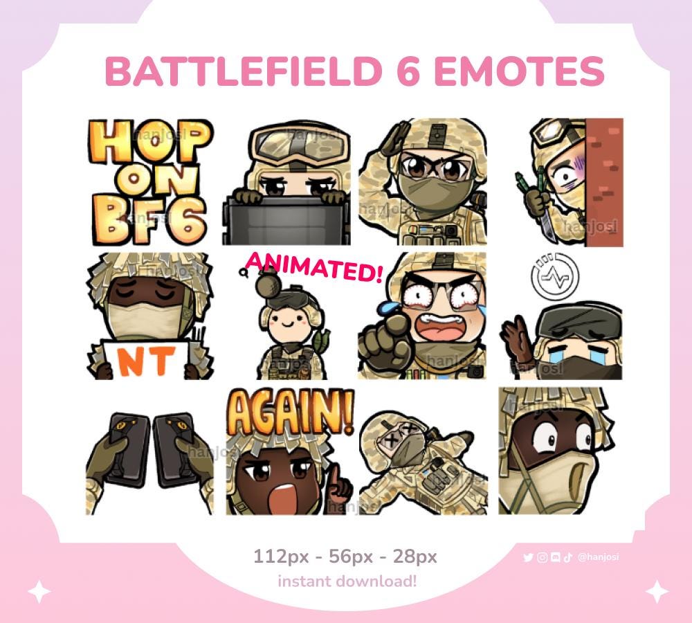 Battlefield 6 Animated & Static Emotes for Twitch and Discord