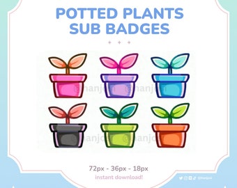 Potted Plants Twitch Sub Badges Set 2, Unique Cottagecore Gamer Icons, Streamer Graphics, Digital Download - Perfect for Nature-lovers