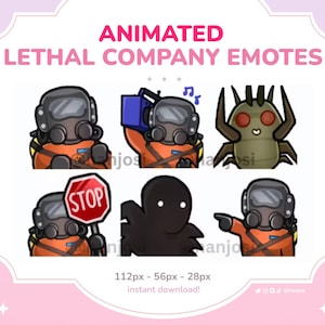 Lethal Company ANIMATED Emotes set - Discord, Twitch, Streaming, Lethalcompany emotes, gaming, cute, animated, cute dancing emotes, bracken