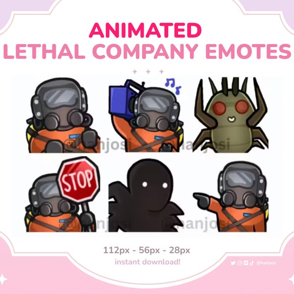 Lethal Company ANIMATED Emotes Set - Discord, Twitch, Streaming, Lethalfirma Emotes, Gaming, niedlich, animiert, niedlich tanzende Emotes, Adlerfarn