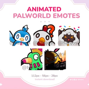 PALWORLD EMOTES Set 1/3 ANIMATED  - cute animated emotes, discord emotes, streaming emote, Lamball, Chikipi, Pengullet, Grizzbolt