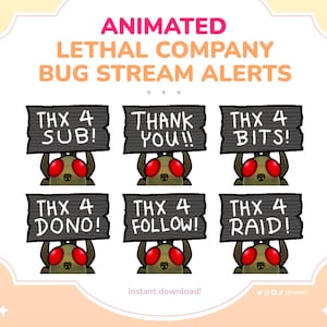 Lethal Company ANIMATED BUG Stream Alerts set - Yippee bug, Hoarding bug, Discord, Twitch, Stream, gaming, cute, animated, cute emotes