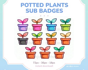 Potted Plants Twitch Sub Badges: Mega Bundle, Unique Gardening Gamer Icons, Streamer Graphics, Digital Download - Perfect for Nature-lovers