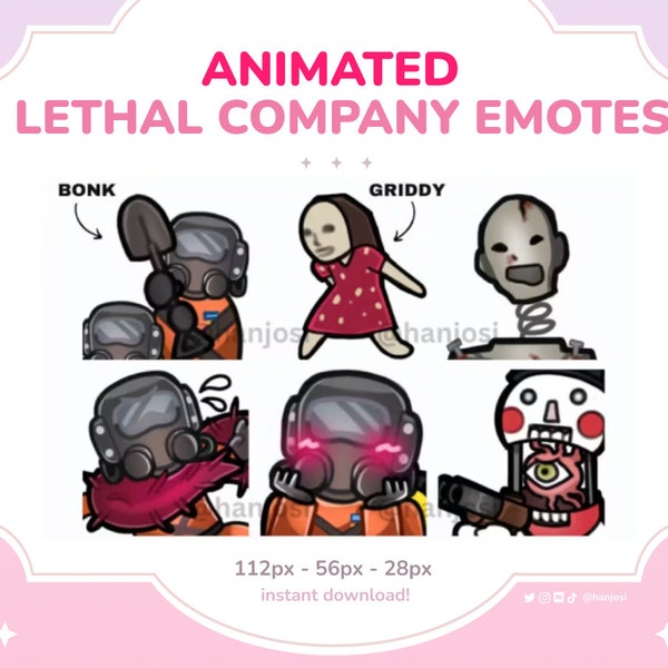 2 émoticônes animées Lethal Company - Discord, Twitch, streaming, émoticônes Lethalcompany, jeu, mignon, animé, mignon émoticônes dansant, quadrillé