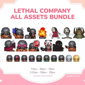 Lethal Company ALL ASSETS BUNDLE - Animated Emotes, Sub badges, - Discord, Twitch, Streaming, Lethal company emotes, gaming, cute, animated