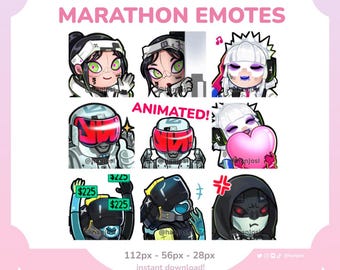 MARATHON GAME ANIMATED Emotes - for streaming twitch and discord. Instant download, Glitch, Void, Bungie, Destiny 2, Fps, cyberpunk, youtube
