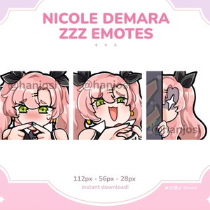 Nicole Demara ZZZ Zen Zoneless Zero Emotes - zzz emotes, discord emote, genshin emote, hoyoverse Twitch, Stream, gaming, cute, pink girl