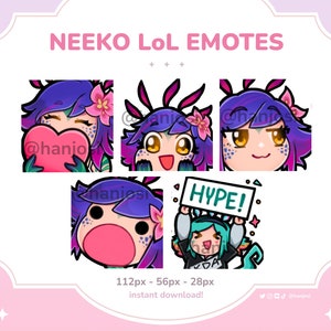 NEEKO LEAGUE Emotes - LoL Gaming Vastayan Emotes for Discord and Twitch and Youtube, cute league of legends emotes, kda neeko, smug emote