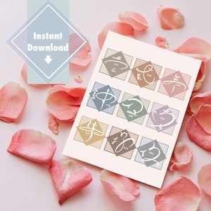 Love Codes Affection Card | Handwritten Chinese Calligraphy Art | 5x7, 4x6 inches Cards | Digital Download | Sudoku Style