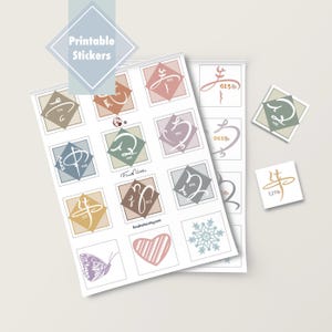 Love Codes Affection Stickers | Handwritten Chinese Calligraphy Art | 2"x2" Square Sticker | Digital Download | Two A4 Sheets