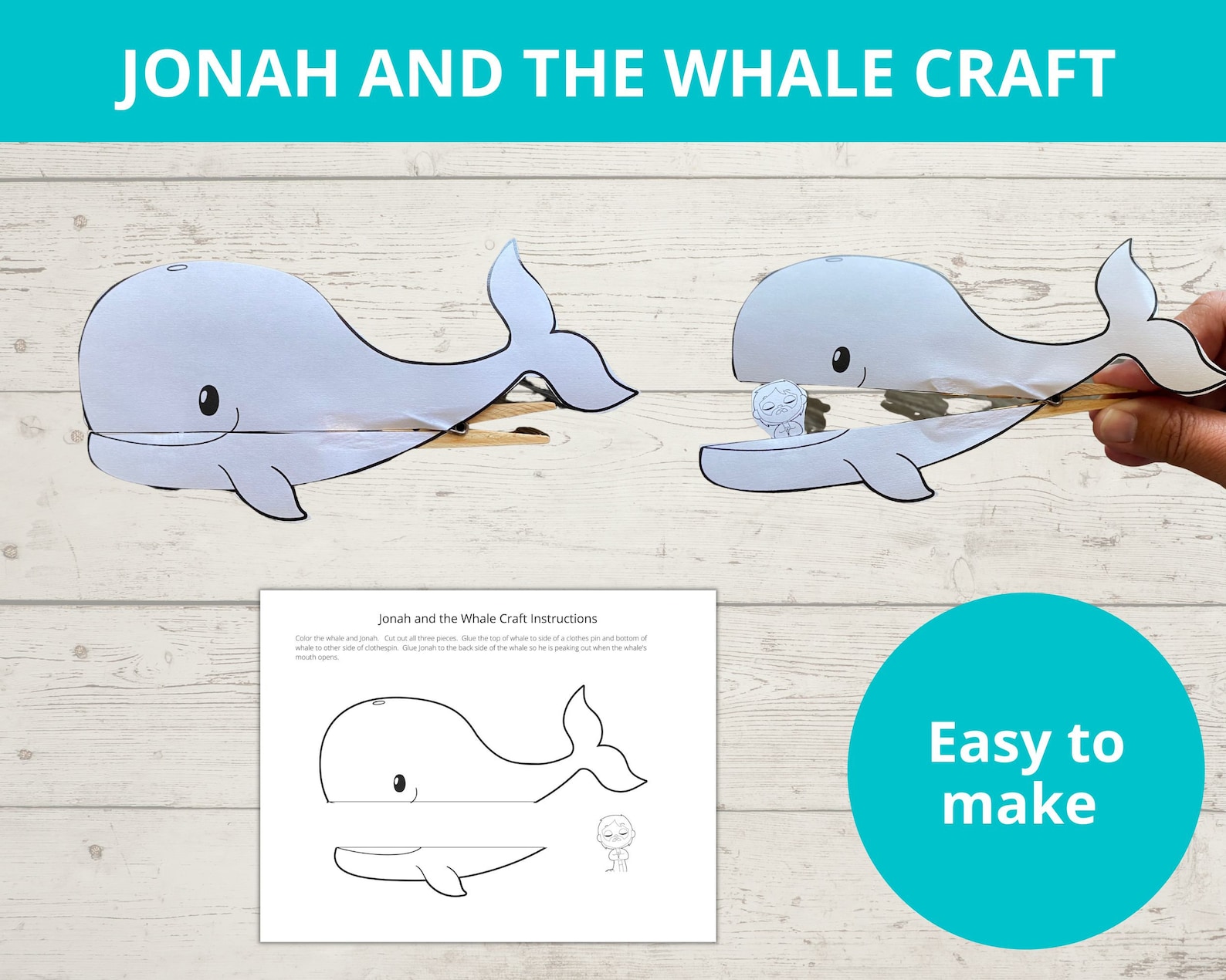Jonah and the Whale Bible Story Activities, Sunday School Craft