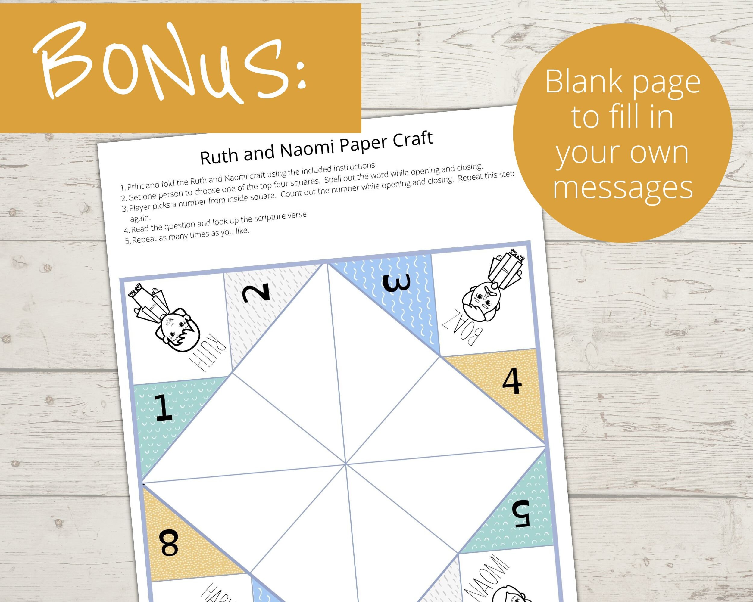 Ruth and Naomi, Ruth and Boaz Craft, Fortune Teller, Cootie Catcher ...