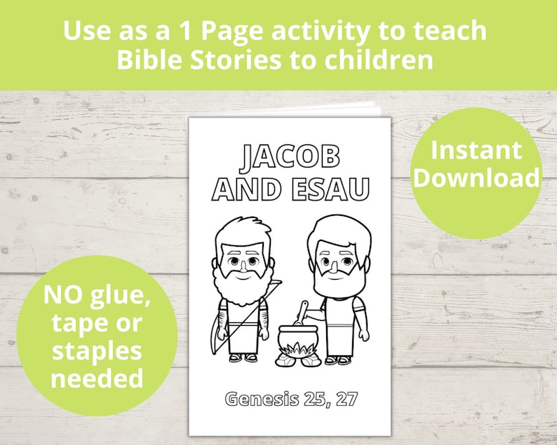 Jacob and Esau Bible Story for Kids Sunday School Crafts Etsy Canada