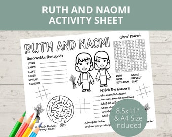 Ruth and Naomi Craft, Ruth and Boaz, Sunday School Activities, Naomi and Ruth, Bible Placemat, Bible activity, Church Kids Activity