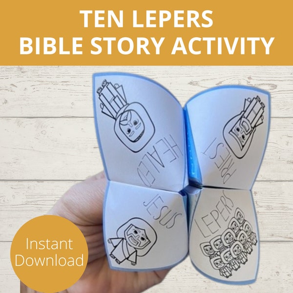 Ten Lepers, Sunday school craft, Bible Story Activity, Jesus heals, Miracles of Jesus, Fortune Teller, Cootie Catcher, Printable Paper Craft