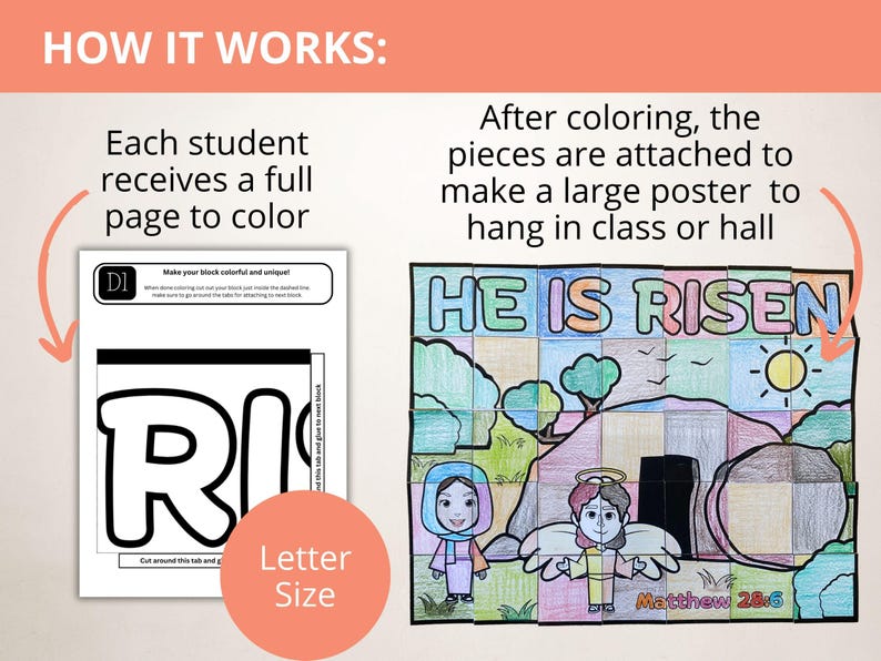 He is Risen Coloring Page, Bible Collaborative Posters, Bible Coloring ...