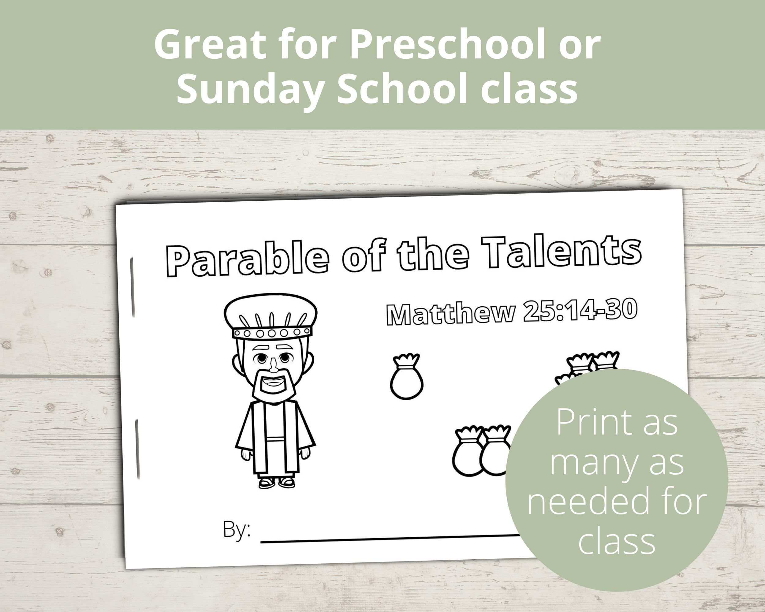 Parable of the Talents, Sunday School Craft, Parables of Jesus, Matthew ...