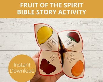 Fruit of the Spirit Printable, Fruit of the Spirit for Kids, Fortune Teller, Cootie Catcher, Sunday School craft, Bible story activities