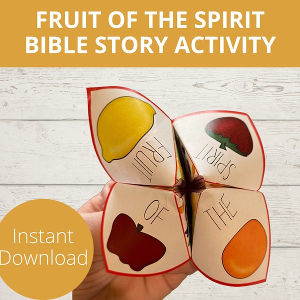 Fruit of the Spirit Printable, Fruit of the Spirit for Kids, Fortune Teller, Cootie Catcher, Sunday School craft, Bible story activities