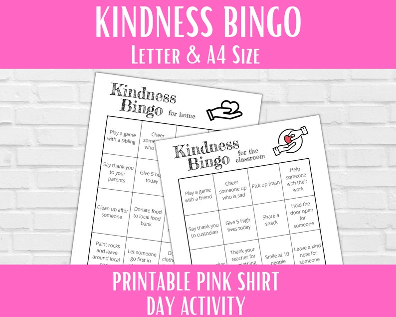 Pink Shirt Day Activities, Kindness Bingo, Pink Shirt Bingo, Anti ...